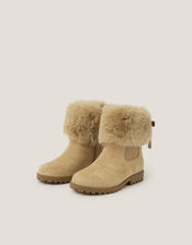 Faux Fur Chelsea Boots, Tan (TAN), large