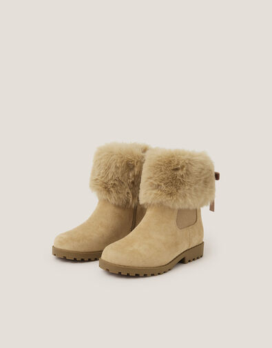 Faux Fur Chelsea Boots, Tan (TAN), large