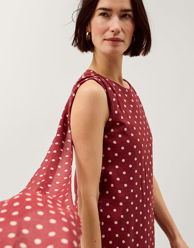 Claire Polka Dot Midi Dress, Red (BERRY), large