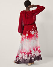 Lilian Floral Print Ombré Maxi Dress, Red (RED), large