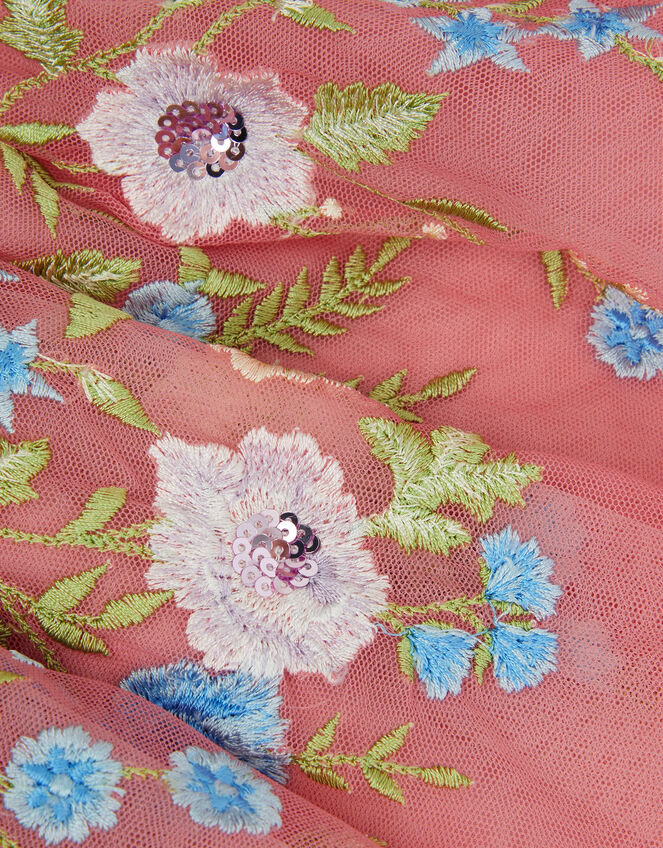 Kristi Floral Embellished Tulle Skirt, Pink (DUSKY PINK), large