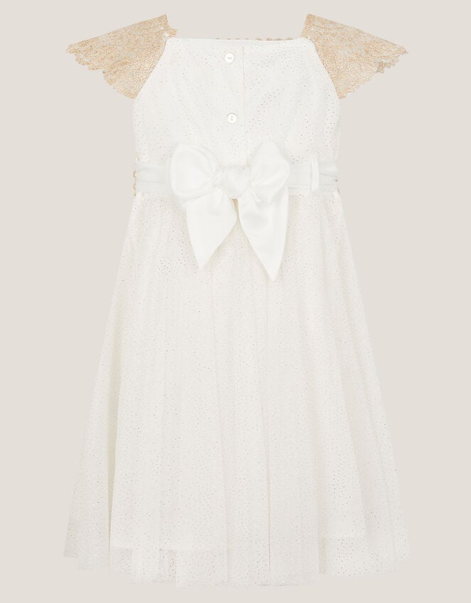 Baby Estella Embroidered Tulle Dress, Gold (GOLD), large