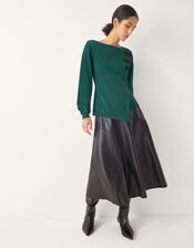 Sofia Asymmetrical Button Jumper, Teal (TEAL), large