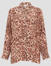 Arielle Leopard Print Shirt , Brown (BROWN), large