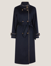 Harriet Funnel Doubled Breasted Coat, Blue (NAVY), large