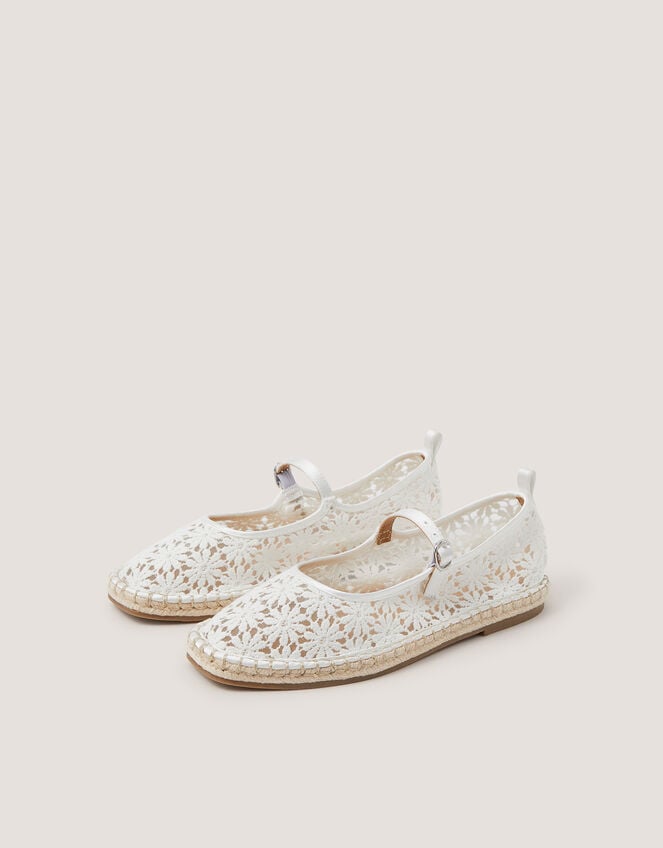 Lola Lace Espadrille Flats, Ivory (IVORY), large