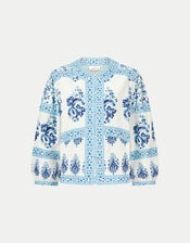 East Rita Floral Print Jacket, Blue (BLUE), large
