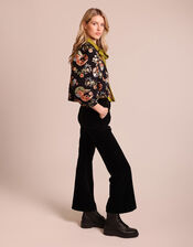 Traffic People Floral Puff Sleeve Jacket, Black (BLACK), large
