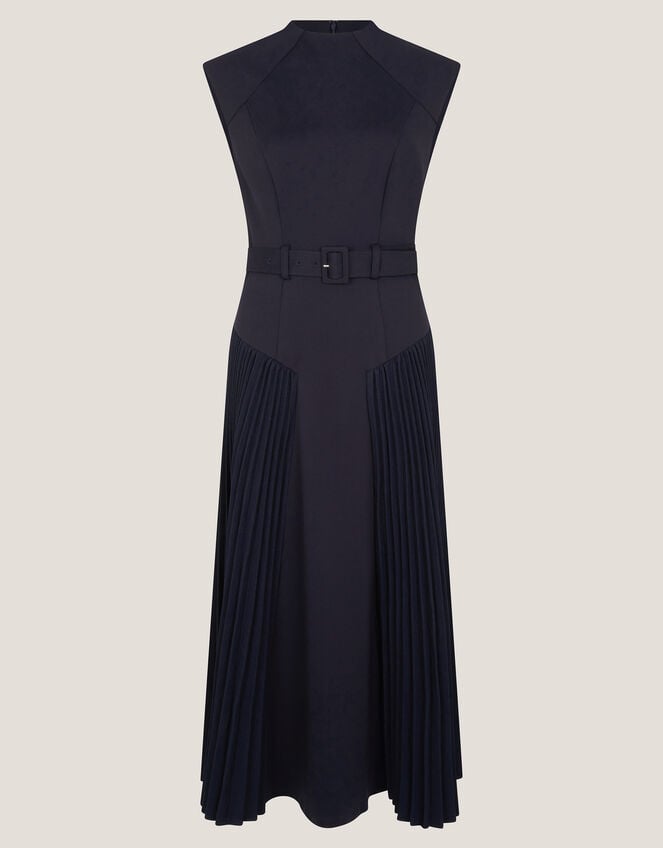 Sally Pleat Sleeveless Midi Dress, Blue (NAVY), large