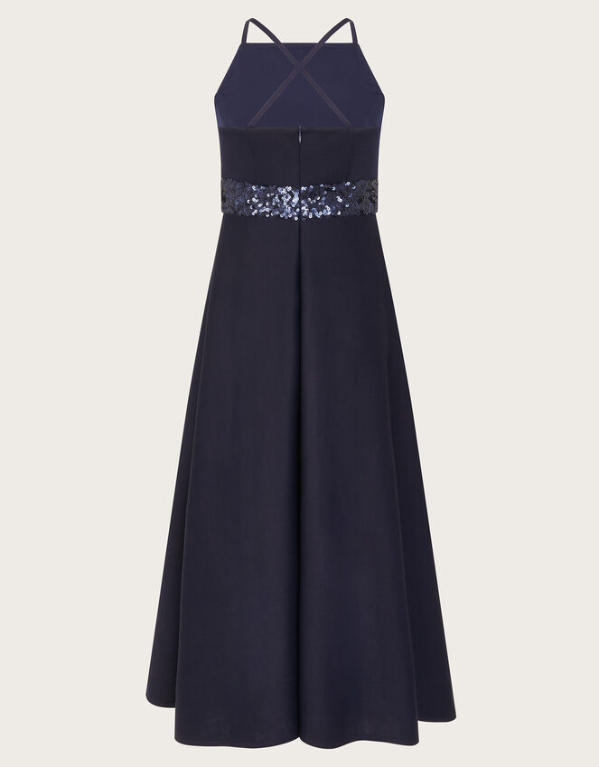 Strappy Sequin High-Low Prom Dress, Blue (NAVY), large