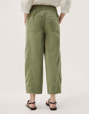 Megan Cropped Barrel Trousers, Green (KHAKI), large