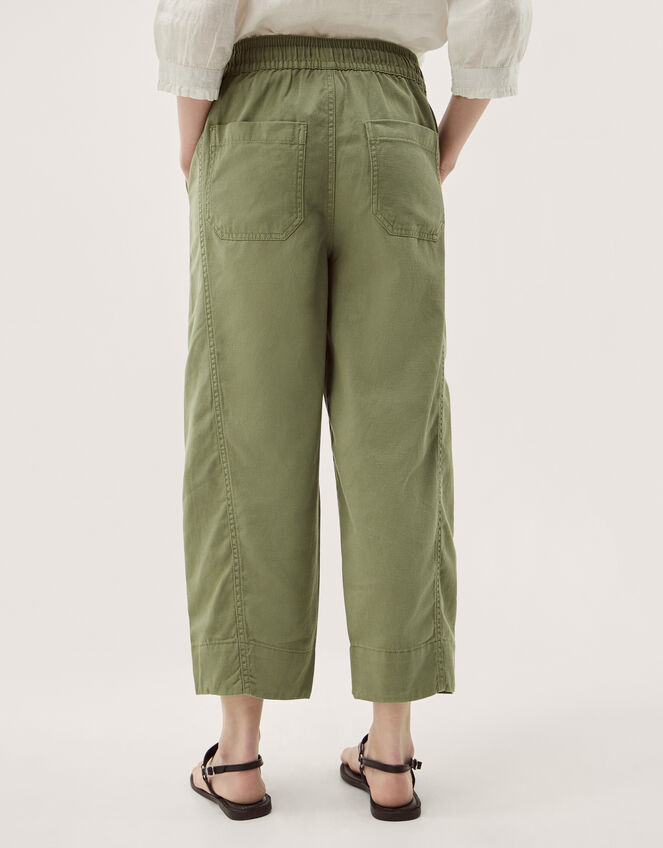 Megan Cropped Barrel Trousers, Green (KHAKI), large
