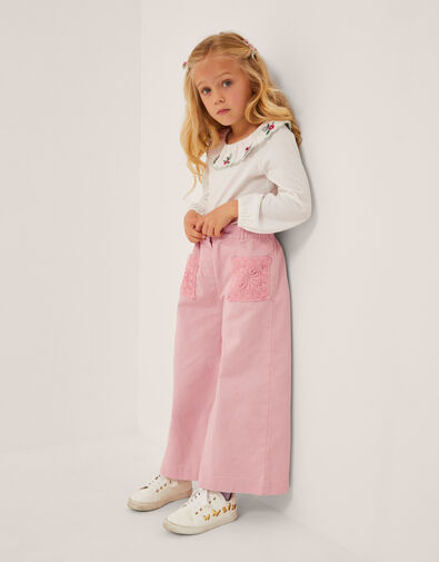 Crochet Pocket High-Waist Trousers, Pink (PINK), large