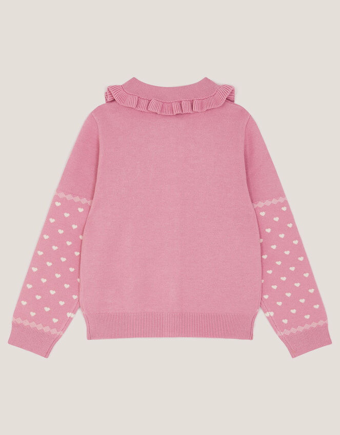 Floral Embroidered Collar Cardigan, Pink (PINK), large