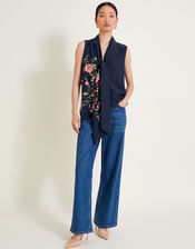 Mya Embroidered Top, Blue (NAVY), large