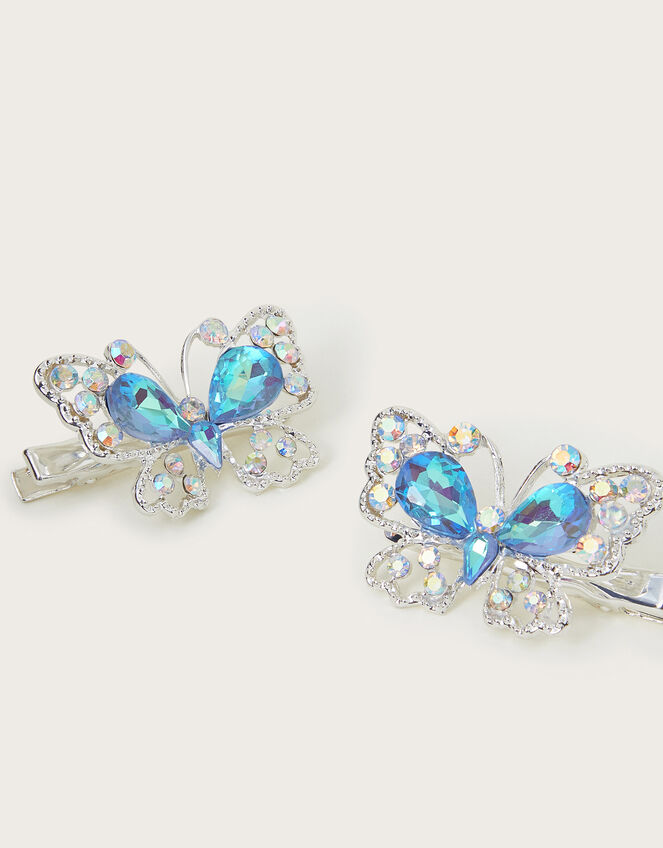 2-Pack Gemstone Butterfly Hair Clips, , large