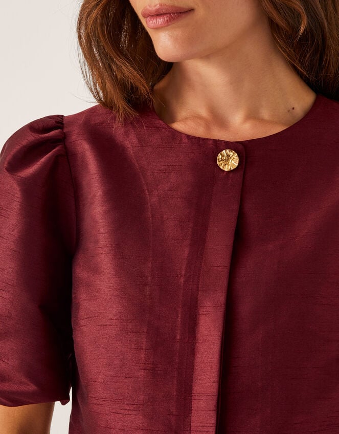 Mya Puff-Sleeve Jacket, Red (BURGUNDY), large