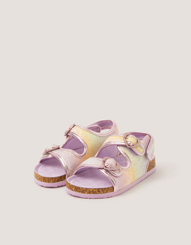 Rainbow Heart Buckle Sandals, Multi (MULTI), large