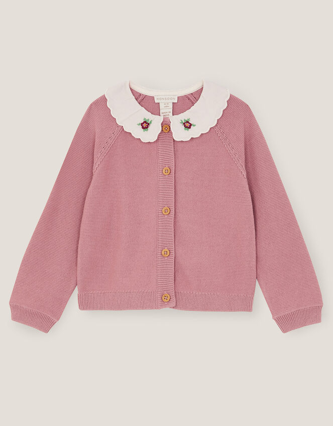 Baby Eve Embroidered Collar Cardigan, Pink (PINK), large