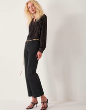 Dory Sparkle Devoré Shirt, Black (BLACK), large