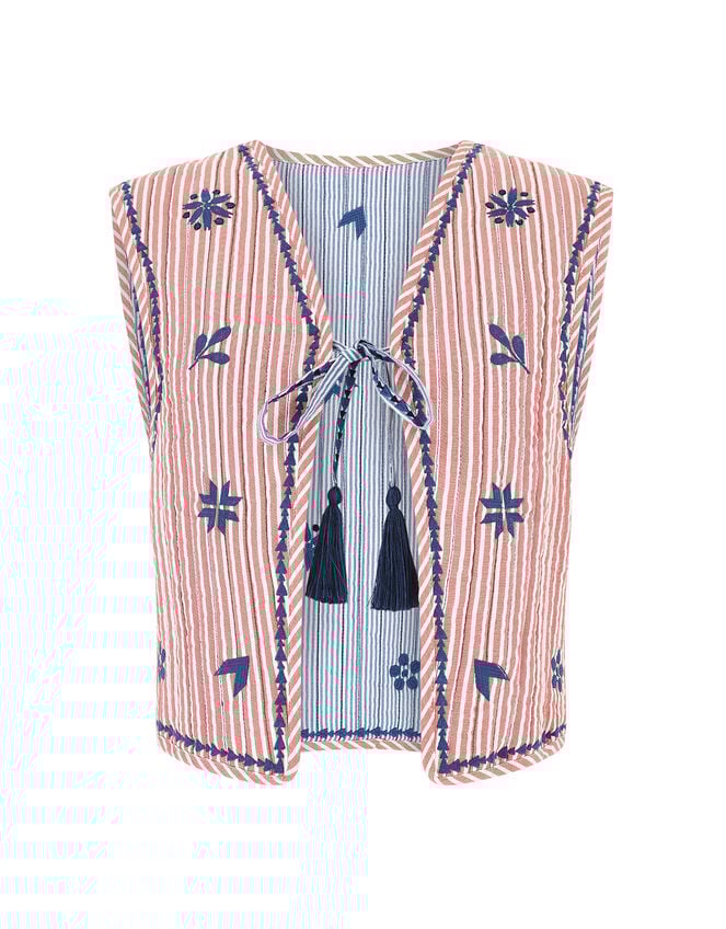East Teleri Reversible Stripe Waistcoat, Blue (BLUE), large
