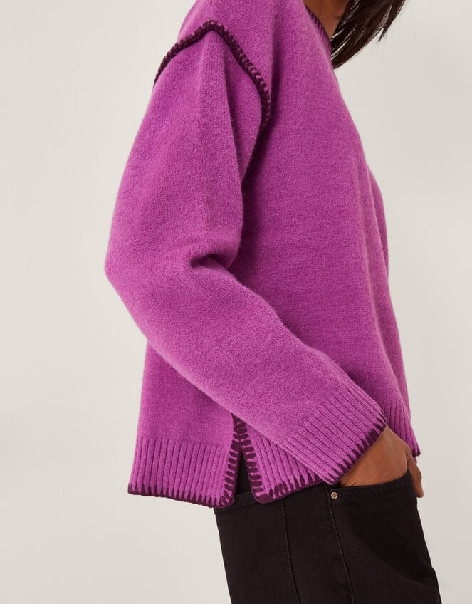 Shayla Whipstitch Jumper, Purple (PURPLE), large