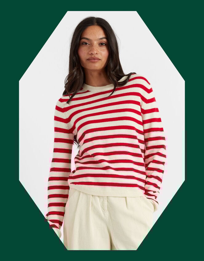 Chinti & Parker Wool Elbow Patch Jumper, Red (RED), large