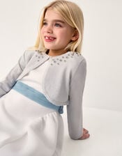 Diamant&eacute; Embellished Cardigan, Silver (SILVER), large