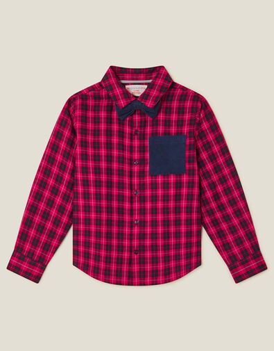Tartan Shirt with Bow Tie, Red (RED), large