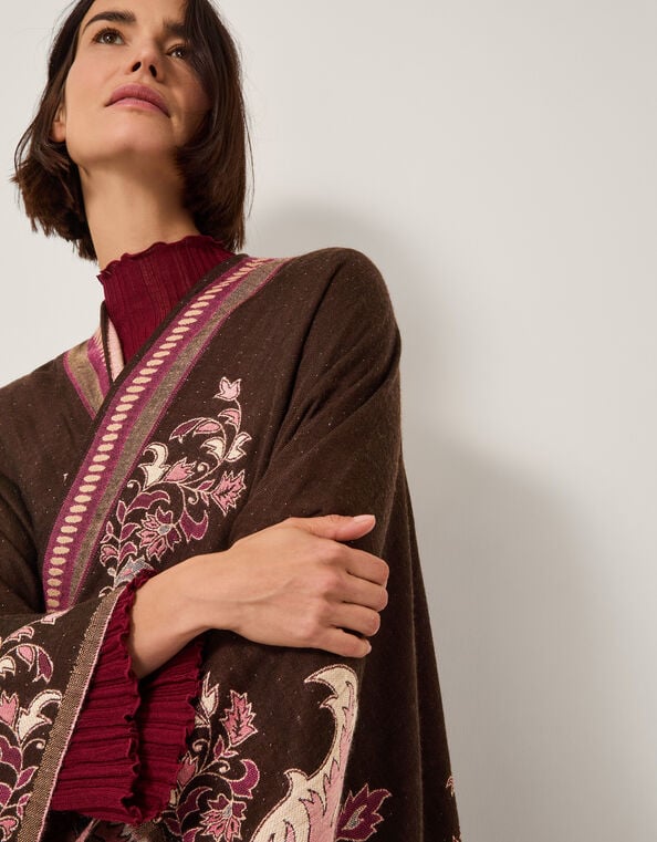 Crissy Jacquard Poncho, Pink (PINK), large