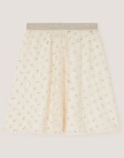 Gracie Pearl Embellished Skirt, White (WARM IVORY), large