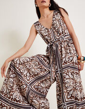 Emilia Wide Leg Jumpsuit, Brown (BROWN), large