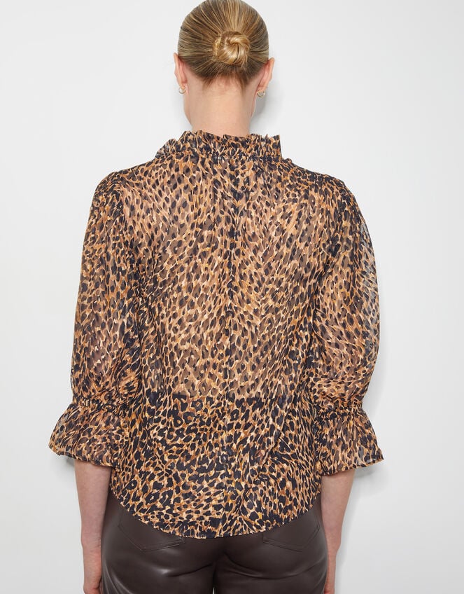 Liza Leopard Print Blouse, Brown (BROWN), large