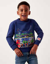 London Christmas Scene Sweatshirt, Blue (BLUE), large
