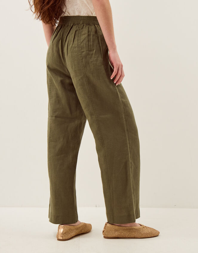 Lucy Regular Straight Leg Linen Trousers, Green (KHAKI), large