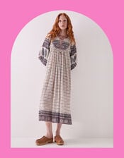 East Tilly Print Midi Smock Dress, Blue (BLUE), large