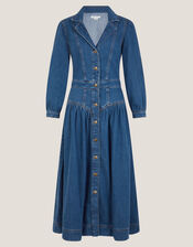 Tamsin Button Denim Midi Dress, Blue (DENIM BLUE), large
