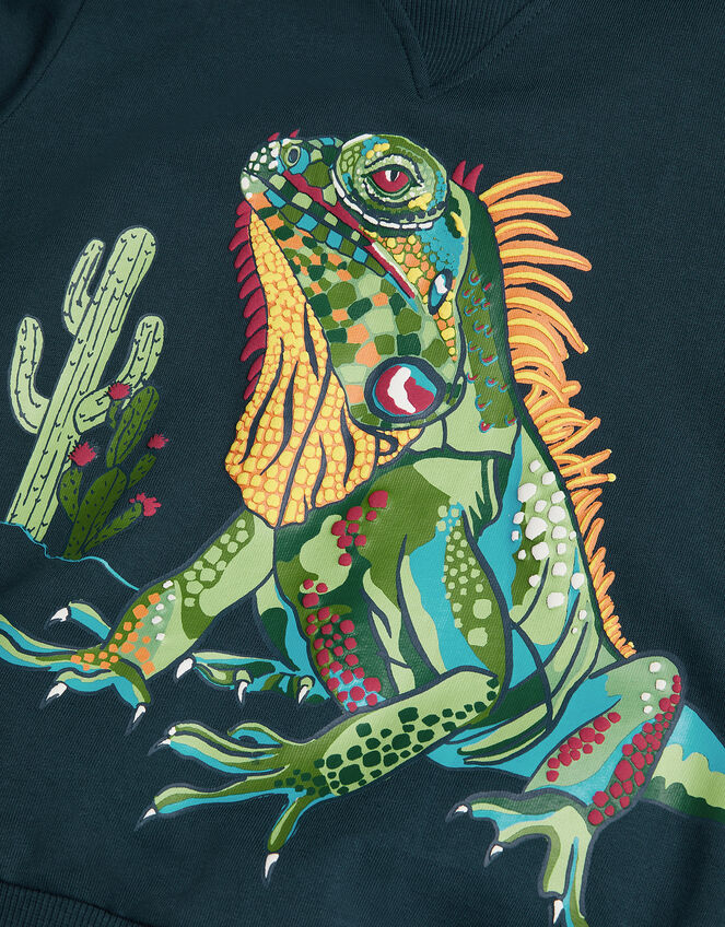 Iguana Long Sleeve Hoodie, Blue (NAVY), large