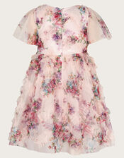 Roma Print Floral Ruffle Dress, Pink (PINK), large