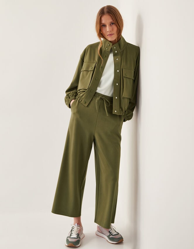 Jo Jersey Culotte Trousers, Green (KHAKI), large