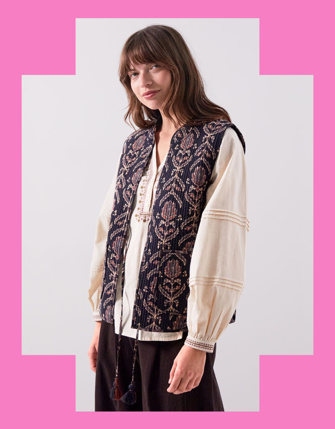 East Jesi Print Quilted Gliet, Multi (MULTI), large