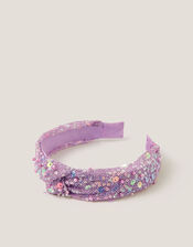 Sequin Mesh Knot Headband, , large
