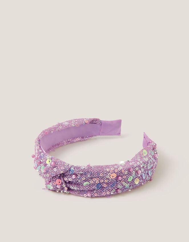 Sequin Mesh Knot Headband, , large