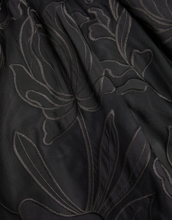 Floral Embroidered Maxi Party Dress, Black (BLACK), large