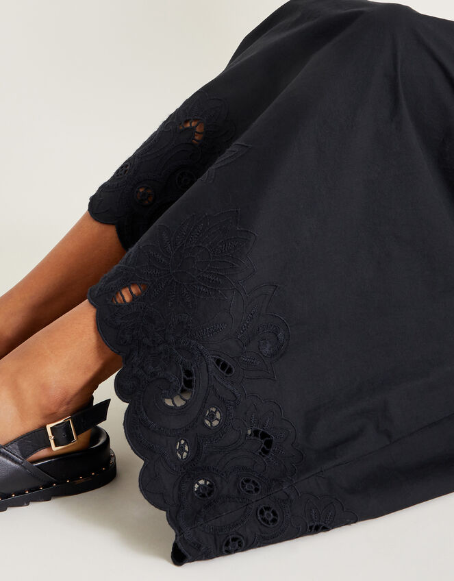 Esme Embroidered Sleeveless Midi Dress, Black (BLACK), large