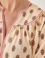 Laurie Floral Print Jersey Top, Ivory (IVORY), large