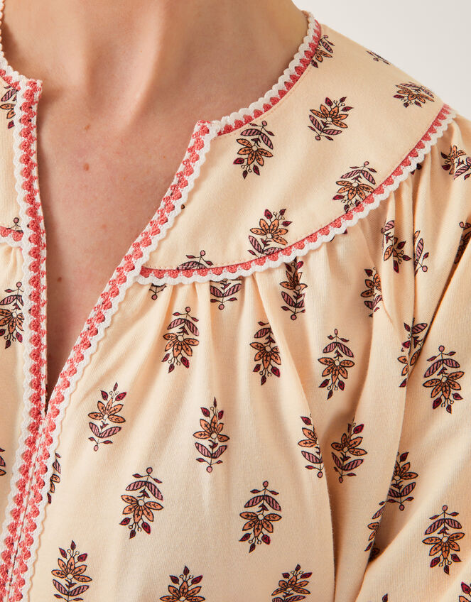 Laurie Floral Print Jersey Top, Ivory (IVORY), large