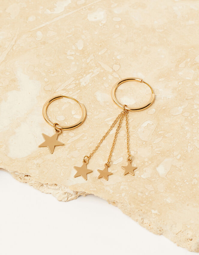 Star Tassel Hoop Earrings, , large