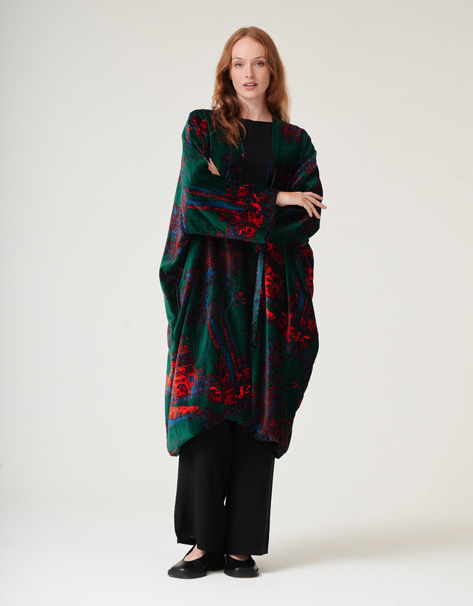 One Hundred Stars Pagoda Forest Long Velvet Jacket, , large