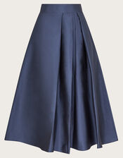Tanya Taffeta Pleated Midi Skirt, Blue (NAVY), large